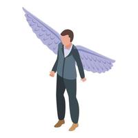 Angel man icon, isometric style vector