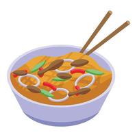 Wok bowl icon, isometric style vector