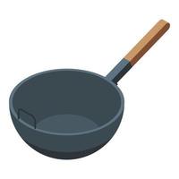 Stir fry icon, isometric style vector