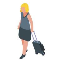 Plane trip passenger icon, isometric style vector