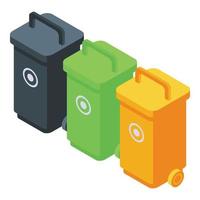 Bins garbage icon, isometric style vector