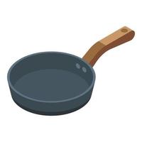 Frying pan icon, isometric style vector