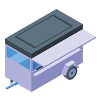 Trailer with ice cream icon, isometric style vector