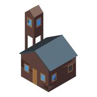 Creepy house ghost icon, isometric style vector