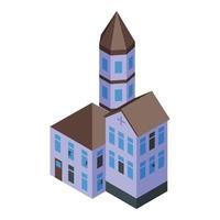 Creepy house icon, isometric style vector