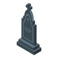 Rip tomb icon, isometric style vector