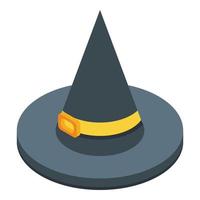 Witch hat icon, isometric style vector