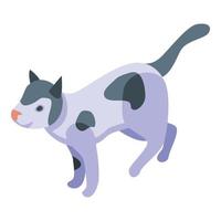 Playful cat pet icon, isometric style vector