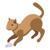 Playful home cat icon, isometric style vector