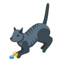 Playful cat icon, isometric style vector