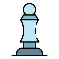 Wood chess pawn icon color outline vector