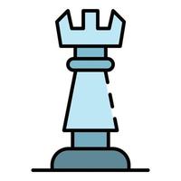 Chess rook icon color outline vector