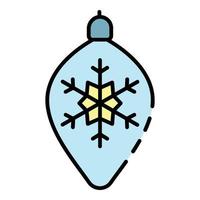 copo de nieve en el vector de contorno de color de icono de juguete de árbol