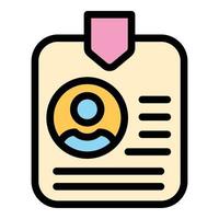 Id card tag icon color outline vector