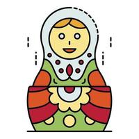 Ornament nesting doll icon color outline vector