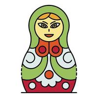 Traditional nesting doll icon color outline vector