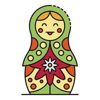 Retro nesting girl icon color outline vector