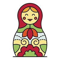 Smiling nesting doll icon color outline vector