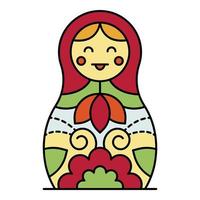 vector de contorno de color de icono de muñeca de anidamiento sonriente