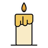 Wax burning candle icon color outline vector