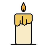 Wax burning candle icon color outline vector