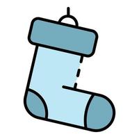 Winter santa sock icon color outline vector