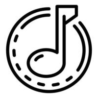 Musical note icon, outline style vector