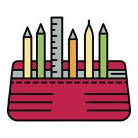 Pencil box icon color outline vector