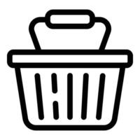 Plastic shop basket icon, outline style vector