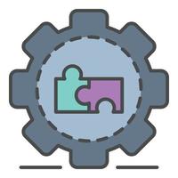 Full puzzle cog wheel icon color outline vector