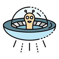 Ufo alien icon color outline vector