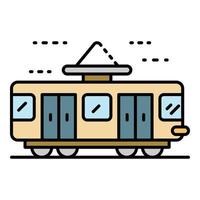 Retro tramway icon color outline vector