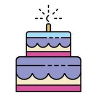 Celebration birthday cake icon color outline vector