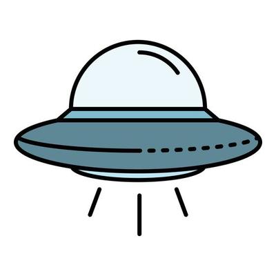 Ufo spaceship icon color outline vector