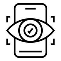 vector de contorno de icono de reconocimiento ocular. escanear identidad