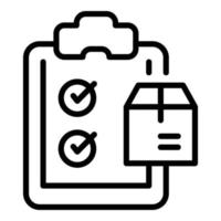 Checklist parcel icon outline vector. Delivery box vector