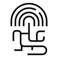 vector de contorno de icono de firma digital. reconocimiento de identidad