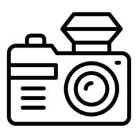 Tourist camera icon outline vector. Travel people vector