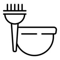 Hair colouring tools icon outline vector. Bowl brush vector