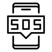 Sos smartphone icon outline vector. Emergency button vector