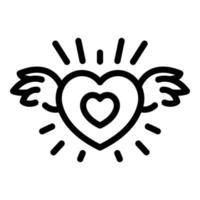 Wings love icon outline vector. Angel wing vector