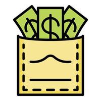 Corruption money in pocket icon color outline vector