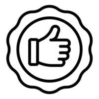 Thumb up emblem icon outline vector. Hand like vector