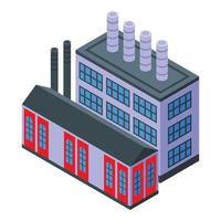 Hydroelectric factory icon, isometric style vector