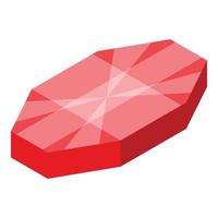 Red gem icon, isometric style vector