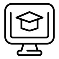 Monitor learning icon outline vector. School training vector
