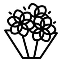hermoso icono de ramo de flores, estilo de contorno vector