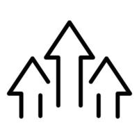 Arrows grow icon outline vector. Arrow up curve vector