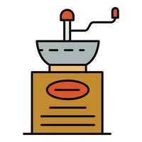 Manual coffee grinder icon color outline vector