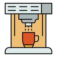 vector de contorno de color de icono de máquina de café